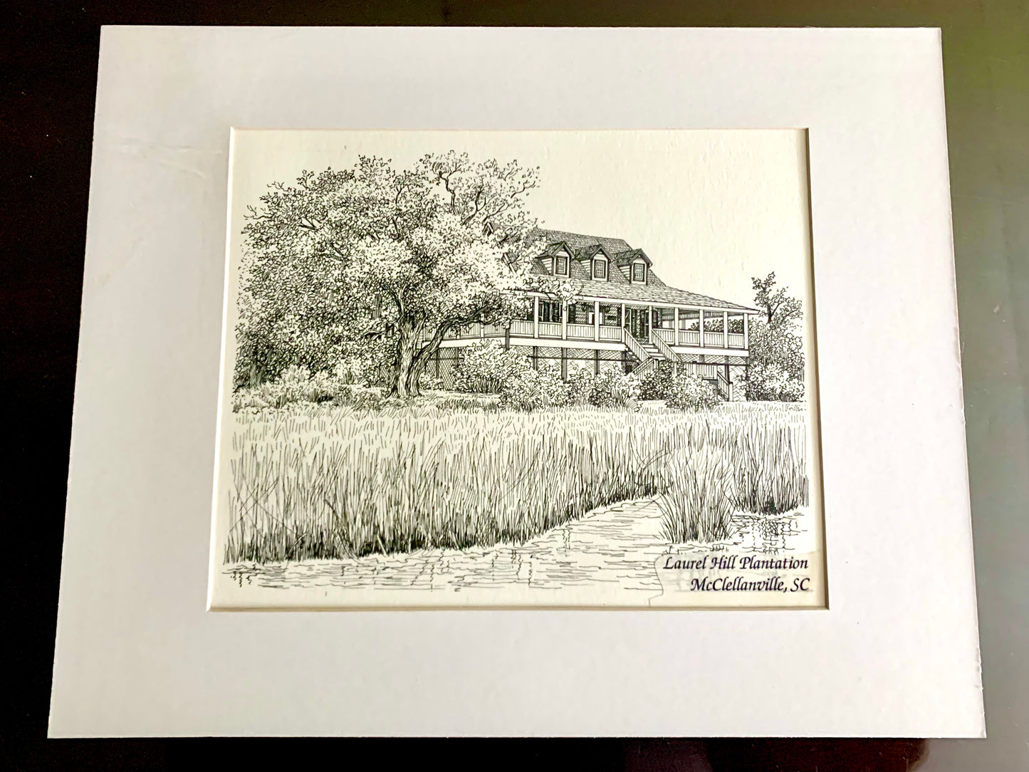 Original Framed Pen & Ink Drawing ~ Laurel Hill Plantation, McClellanville, SC